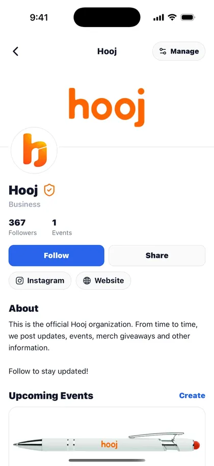 Hooj profile and organization experience