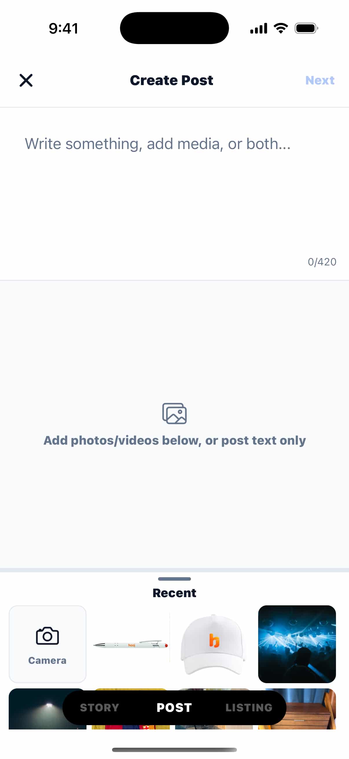 Creating a photo post in Hooj